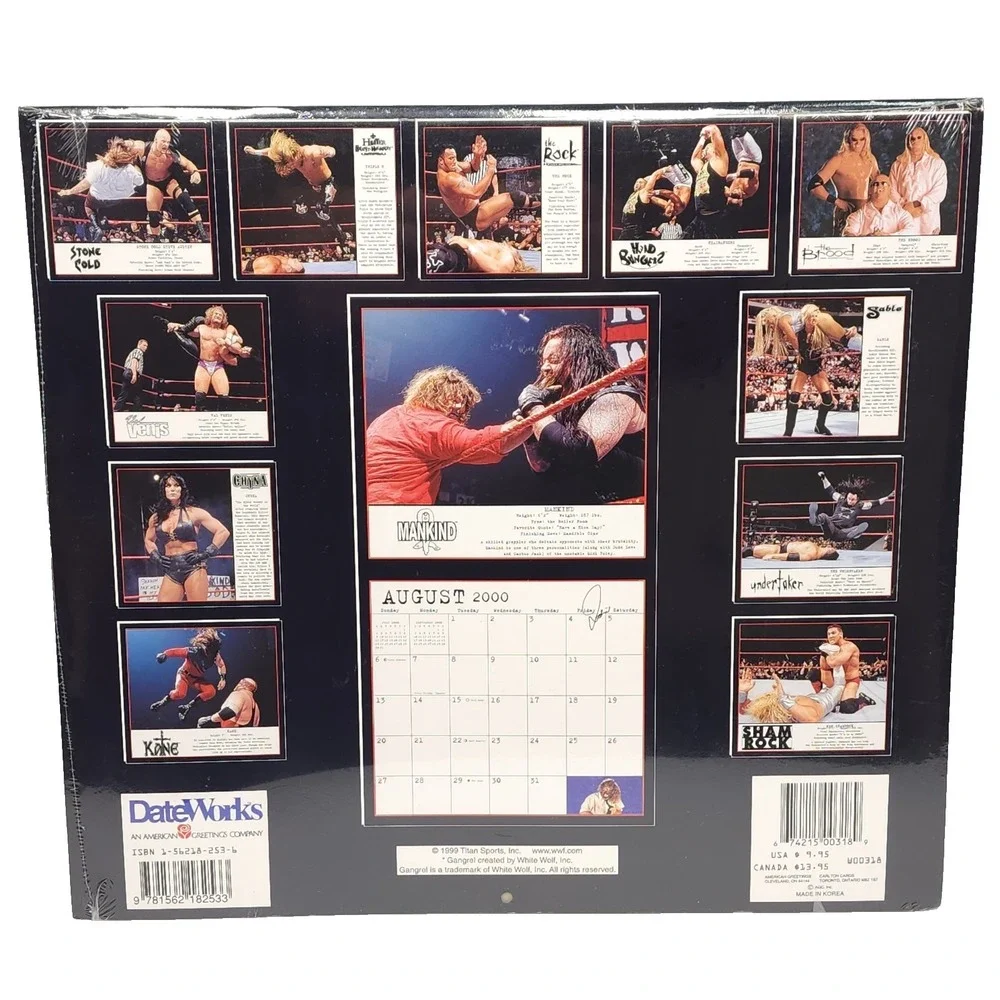 2000 WWF ATTITUDE  Wall Calendar UNDERTAKER John Cena THE ROCK AUSTIN WWE SEALED